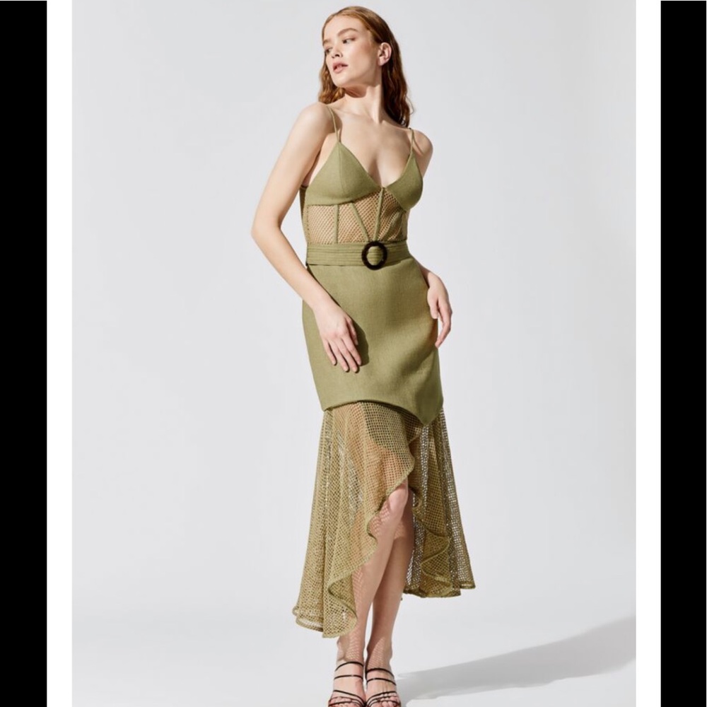 PatBO Mesh and Linen Bustier Dress 6